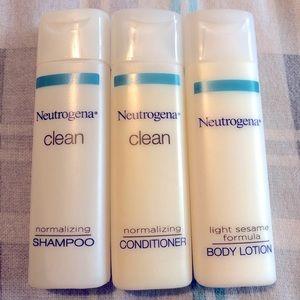 Neutrogena Clean Normalizing Travel Size Shampoo, Conditioner, Body Lotion